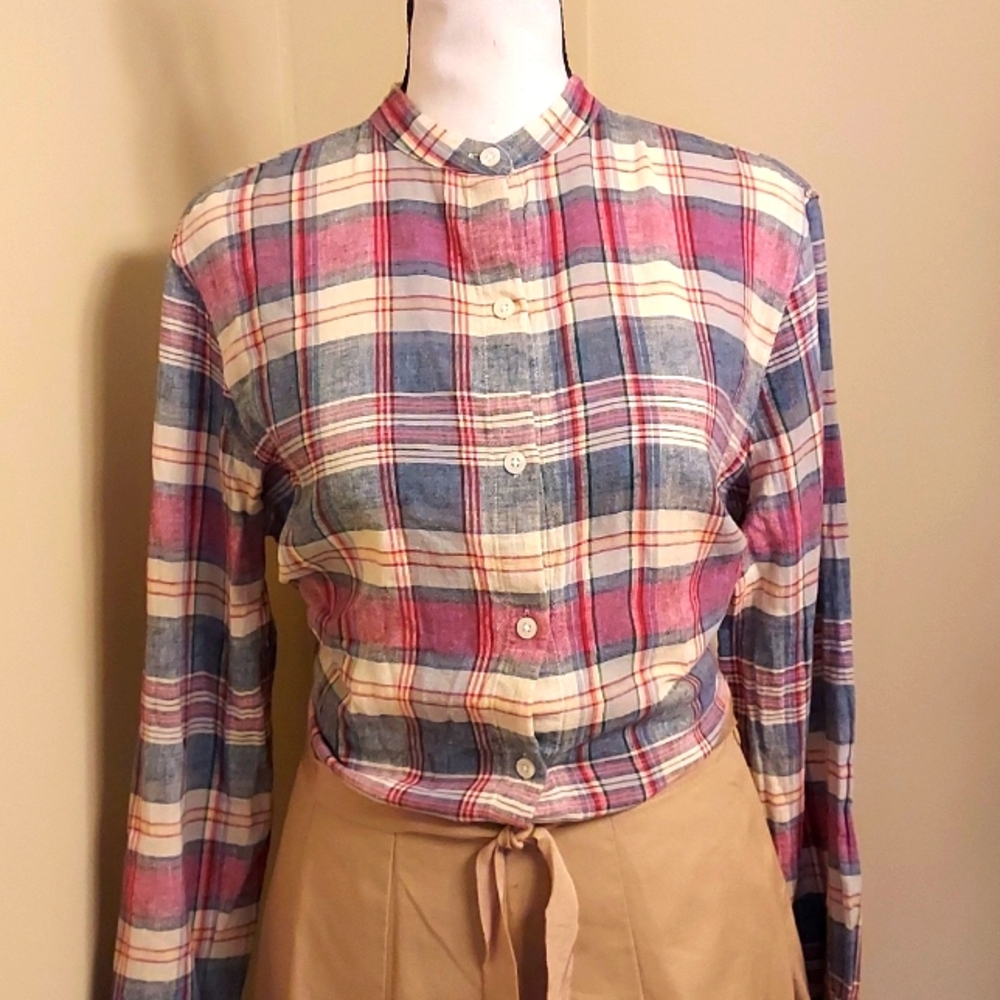 Chaps Red/Blue Plaid Button Down Shirt